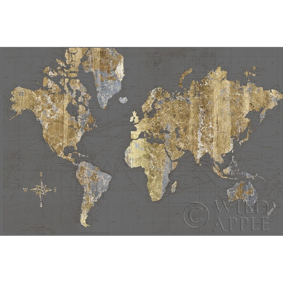 Gilded Map Gray - No Border Poster Print by Wild Apple Portfolio Wild Apple Portfolio-VARPDX48399 Image 1