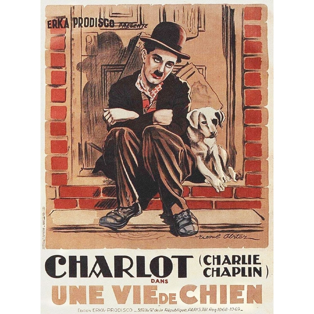 Charlie Chaplin - French - A Dogs Life 1918 Poster Print by Hollywood Photo Archive Hollywood Photo Archive-VARPDX486794 Image 1