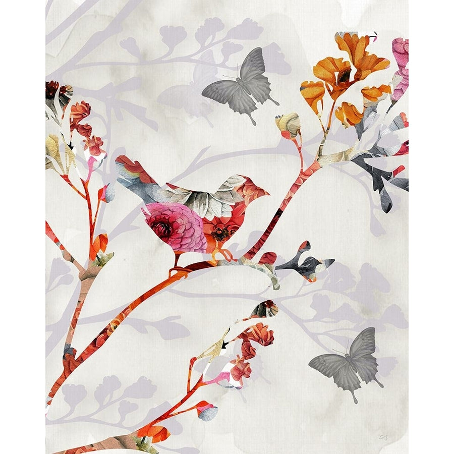 Bird And Cherry Blossoms II Poster Print - Susan Jill-VARPDX49401 Image 1