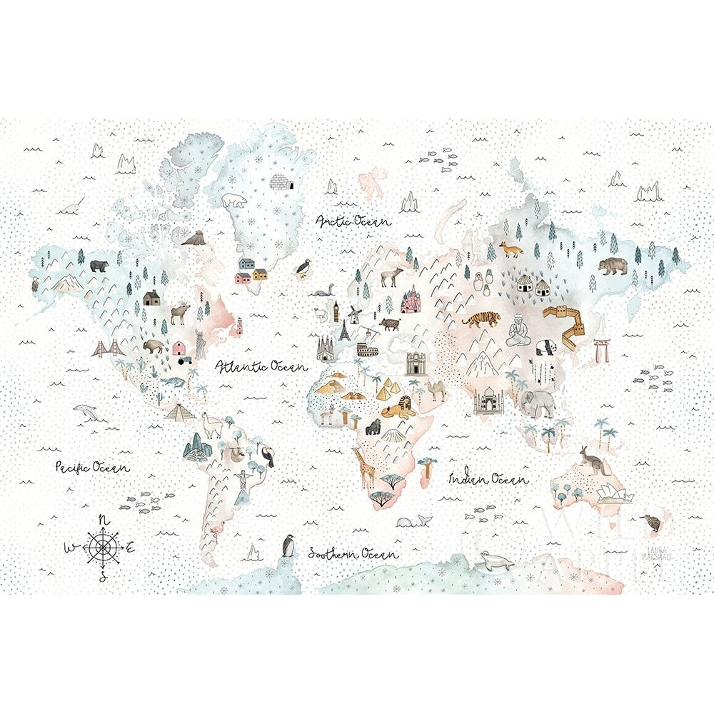 World Traveler I Dot BG Poster Print by Laura Marshall-VARPDX50553 Image 1