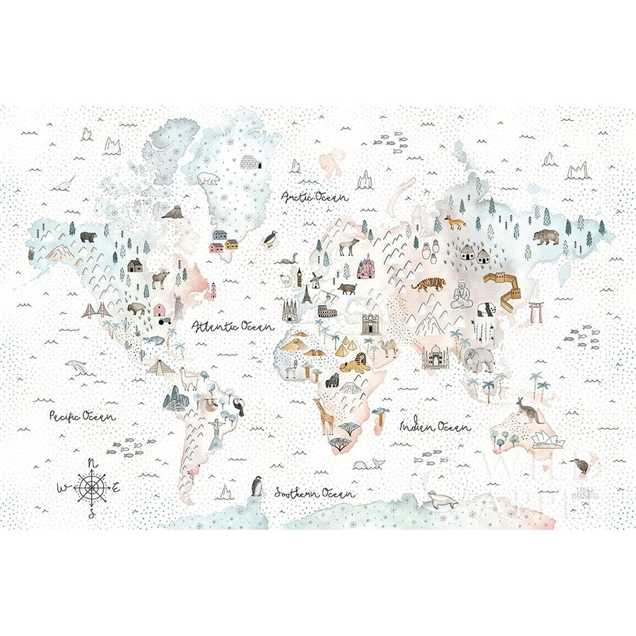 World Traveler I Dot BG Poster Print by Laura Marshall-VARPDX50553 Image 1