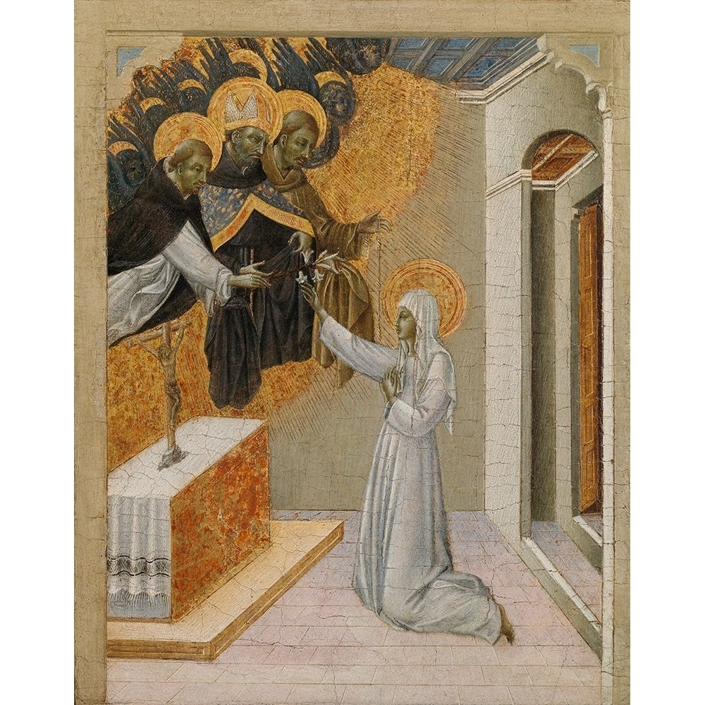 St Catherine of Siena Invested with the Dominican Habit Poster Print by Giovanni di Paolo-VARPDX50606 Image 1