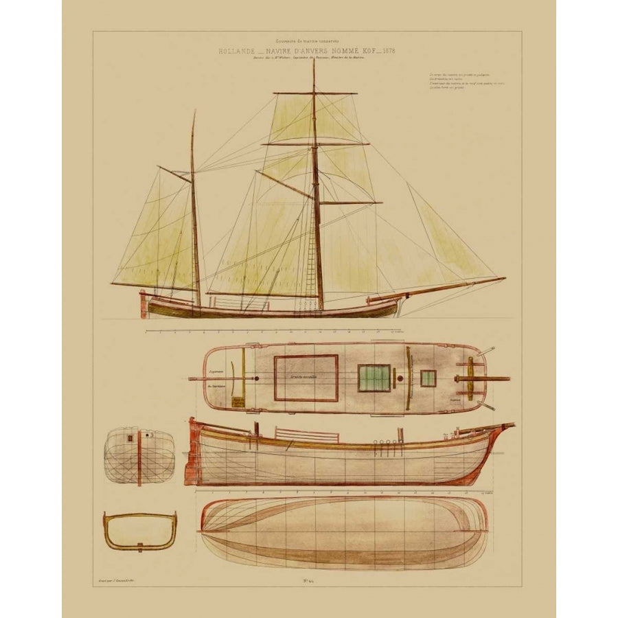 Antique Ship Plan IV Poster Print - Studio Vision-VARPDX50794Z Image 1