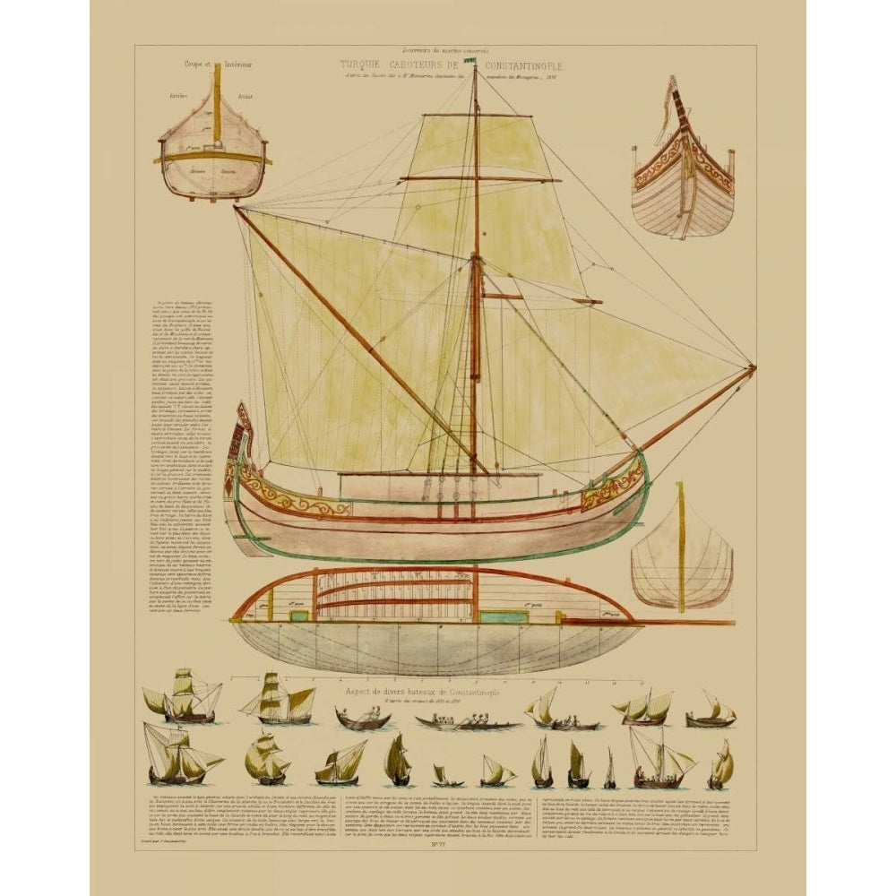 Antique Ship Plan I Poster Print - Studio Vision-VARPDX50791Z Image 1