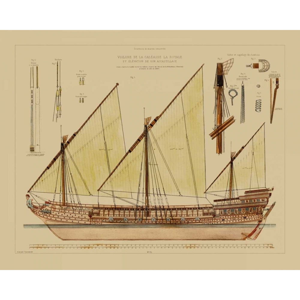 Antique Ship Plan VI Poster Print - Studio Vision-VARPDX50796Z Image 1