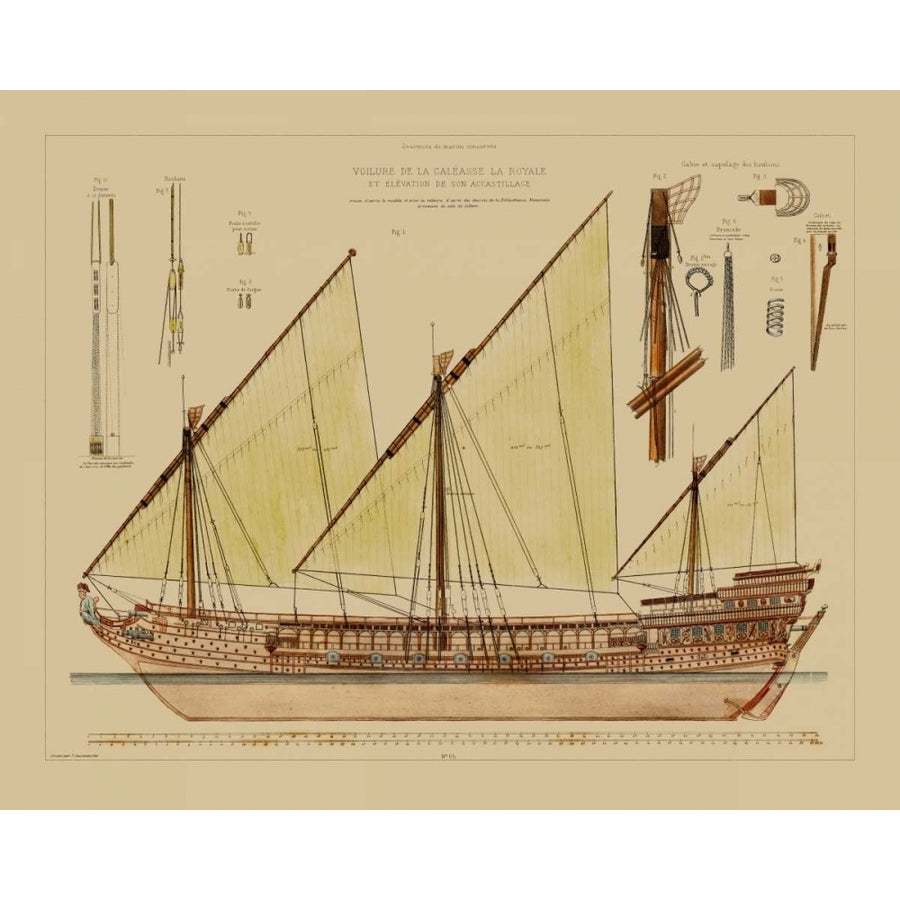 Antique Ship Plan VI Poster Print - Studio Vision-VARPDX50796Z Image 1