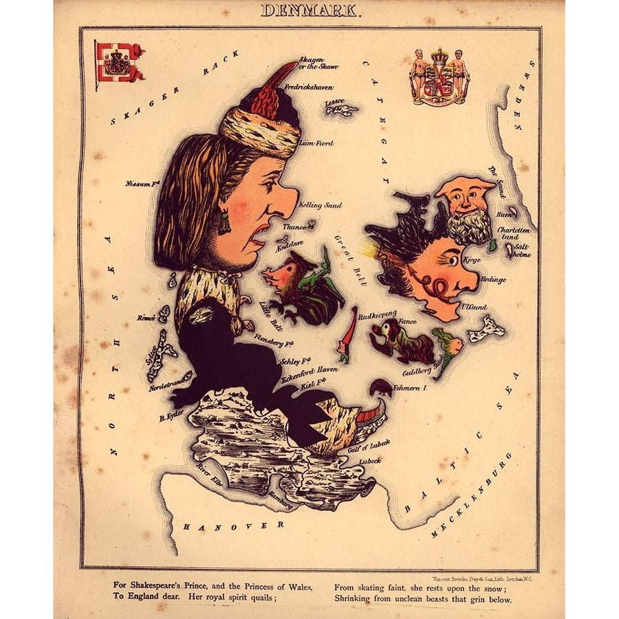 Anthropomorphic Map of Denmark by Vintage Maps-VARPDX52698 Image 1