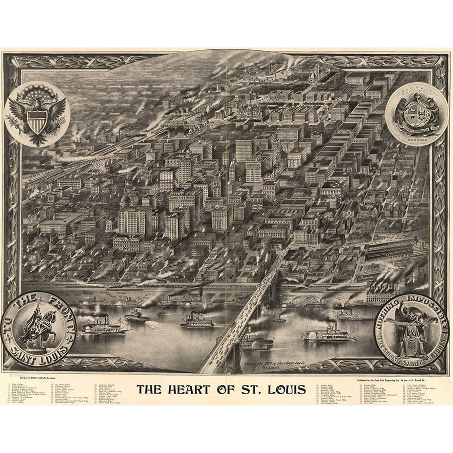 Heart of St. Louis-Missouri 1907 by Vintage Maps-VARPDX52881 Image 1