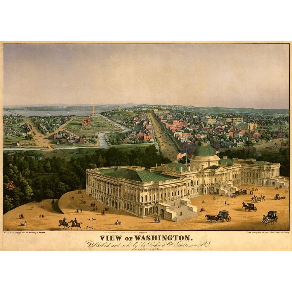 View of Capitol in Washington-DC 1852 by Vintage Maps-VARPDX52872 Image 1