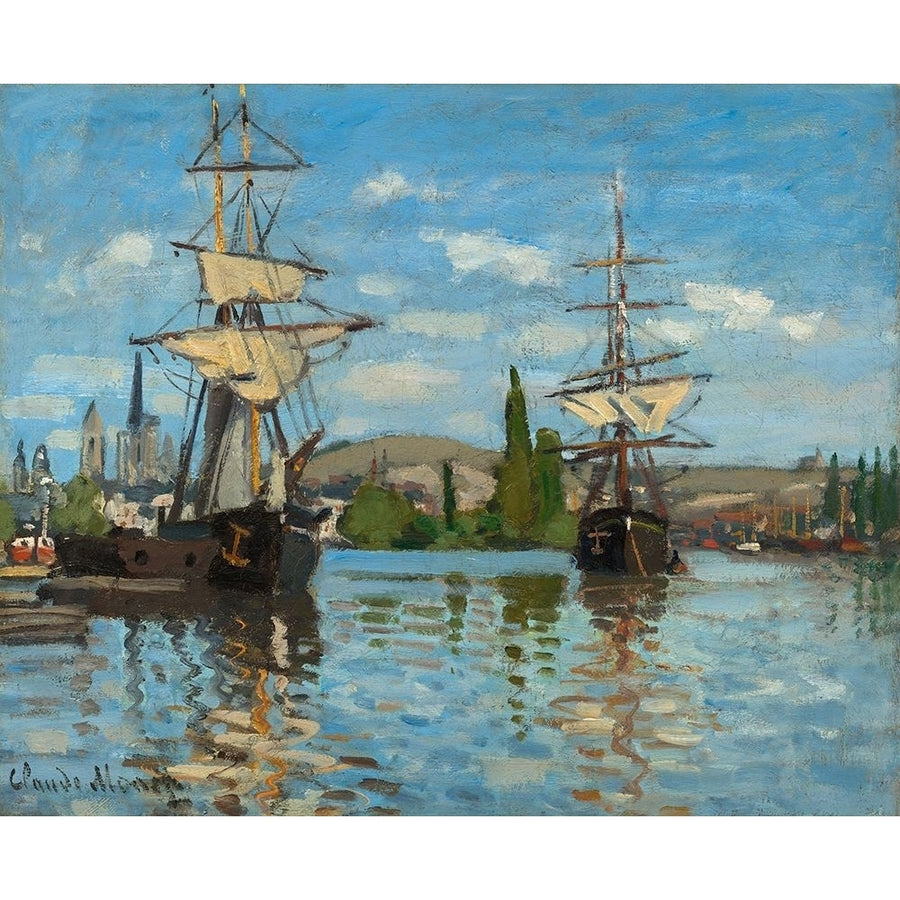 Ships Riding on the Seine at Rouen Poster Print by Claude Monet-VARPDX53132 Image 1