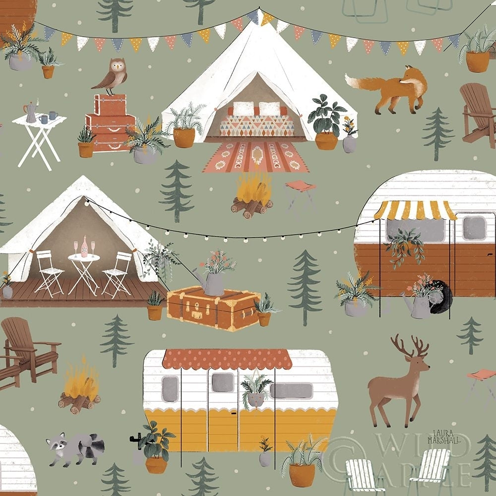 Gone Glamping Pattern IB Poster Print by Laura Marshall-VARPDX53610 Image 1