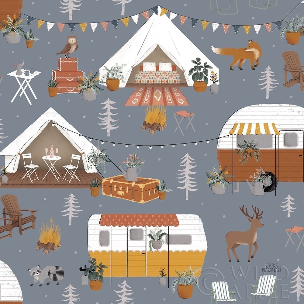 Gone Glamping Pattern IC Poster Print by Laura Marshall-VARPDX53611 Image 1