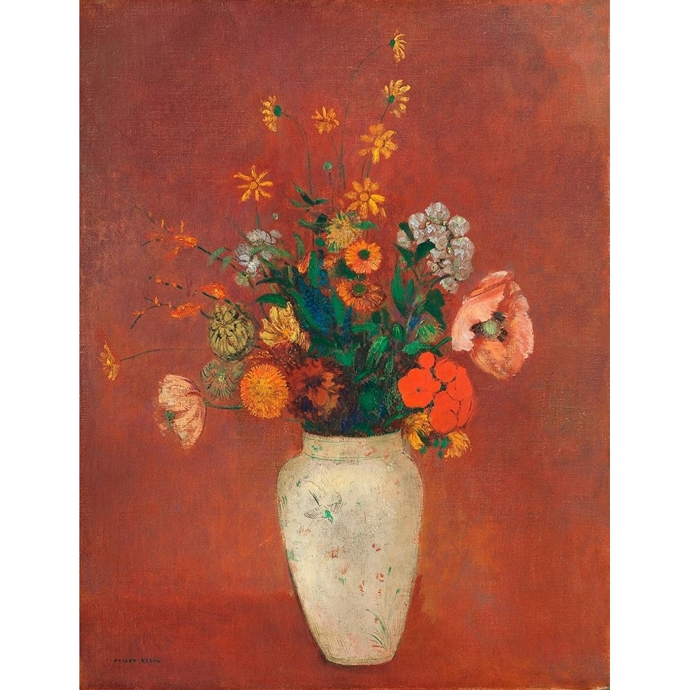 Bouquet in a Chinese Vase Poster Print by Odilon Redon-VARPDX54005 Image 1