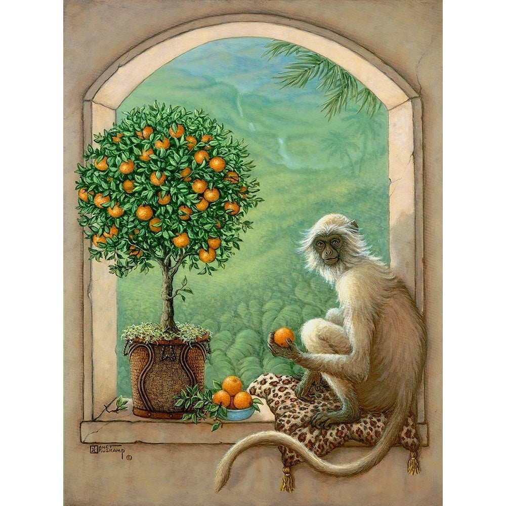 Monkey and Orange Tree Poster Print by Janet Kruskamp-VARPDX54201 Image 1