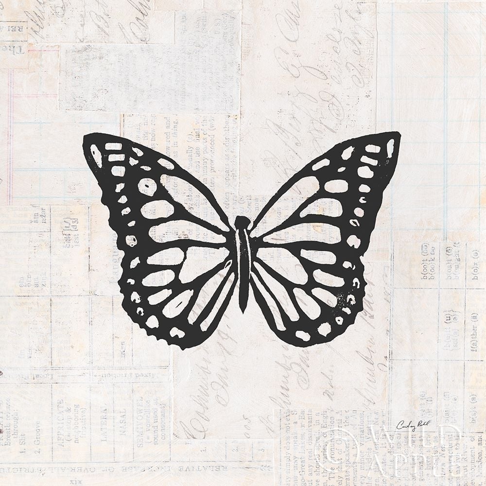 Butterfly Stamp BW Poster Print by Courtney Prahl-VARPDX54279 Image 1