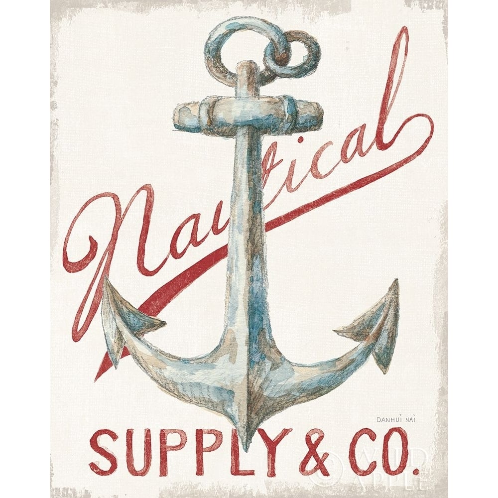 Floursack Nautical V Red Poster Print by Danhui Nai-VARPDX54289 Image 1