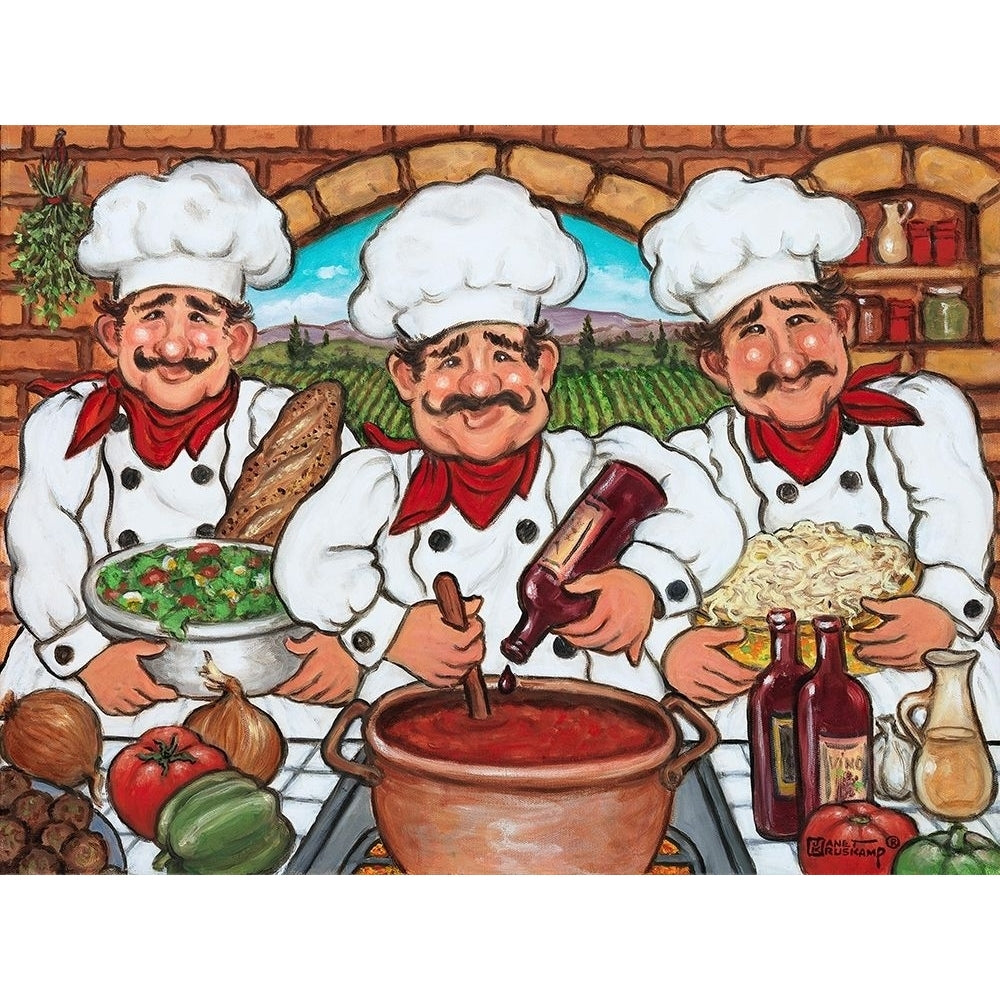 3 Happy Chefs Poster Print by Janet Kruskamp-VARPDX54385 Image 1