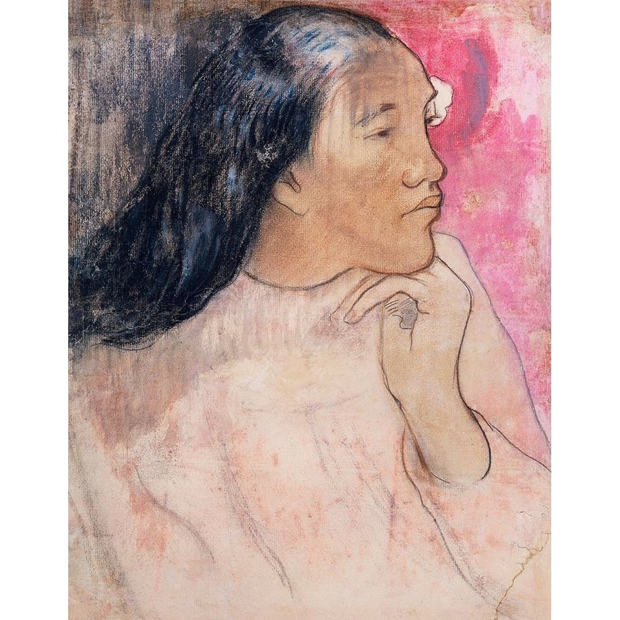 A Tahitian Woman with a Flower in Her Hair?_ Poster Print by Paul Gaugin-VARPDX54552 Image 1