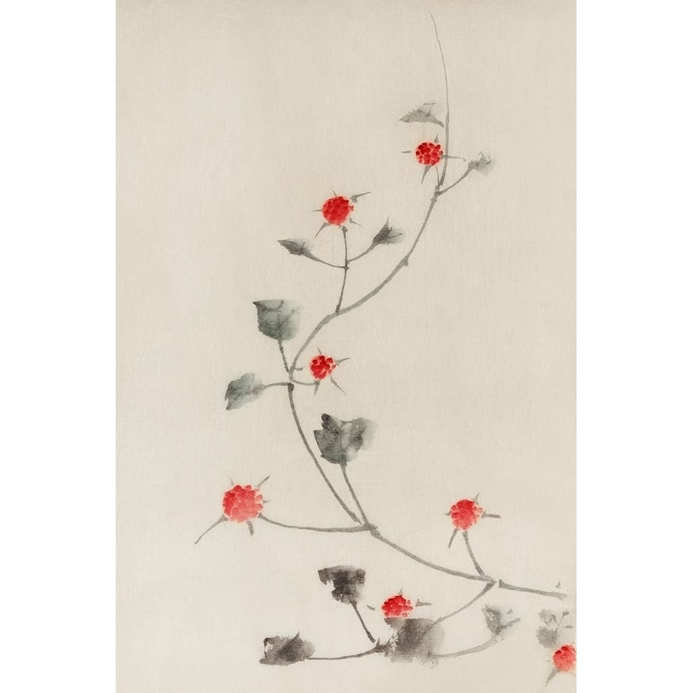 Small Red Blossoms on a Vine Poster Print by Katsushika Hokusai-VARPDX54574 Image 1