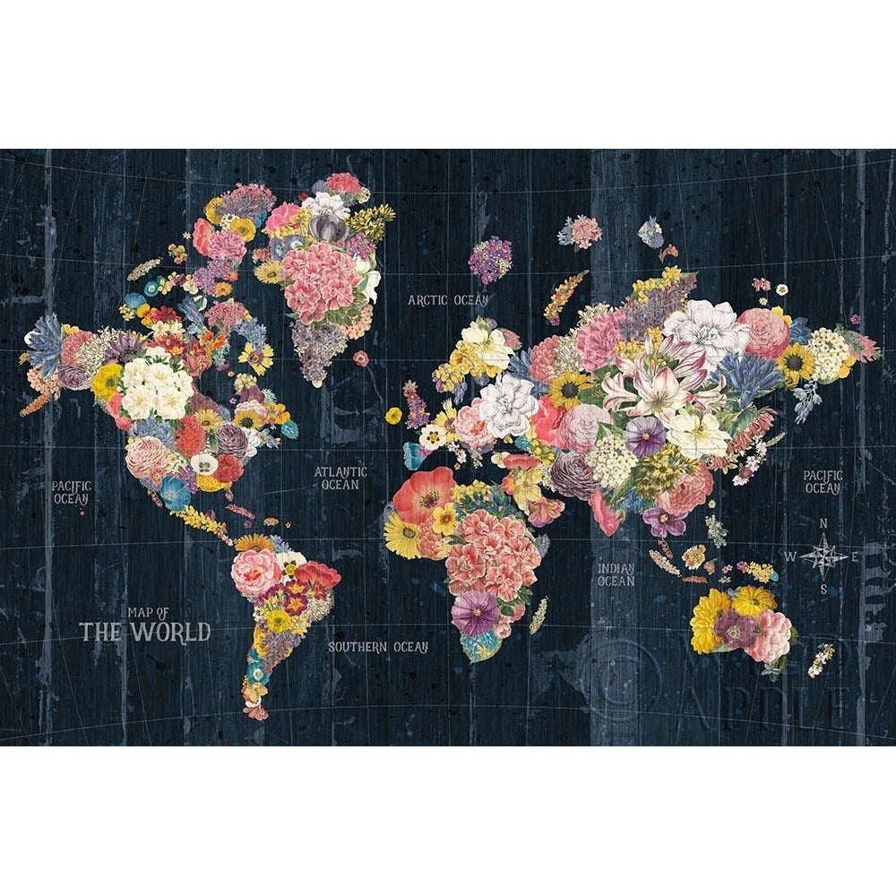 Botanical Floral Map Words Poster Print by Wild Apple Portfolio Wild Apple Portfolio-VARPDX54699 Image 1