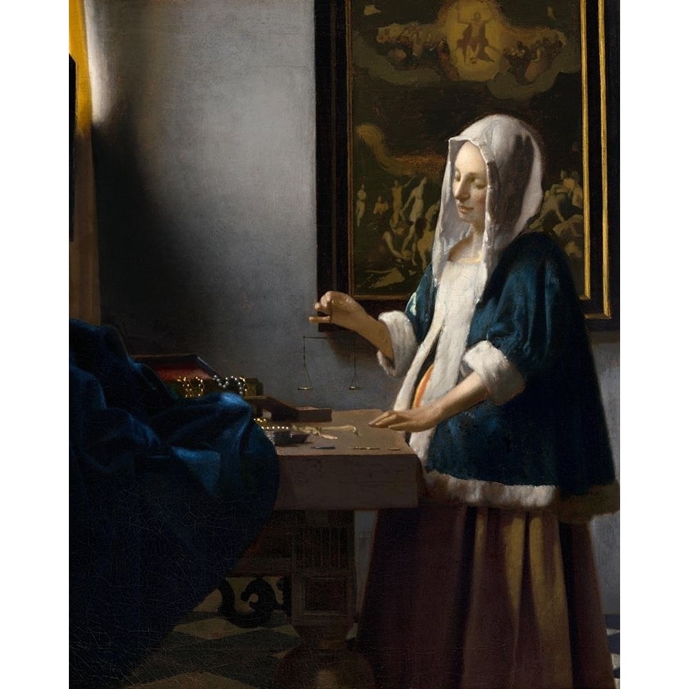 Woman Holding a Balance Poster Print by Johannes Vermeer-VARPDX54863 Image 1