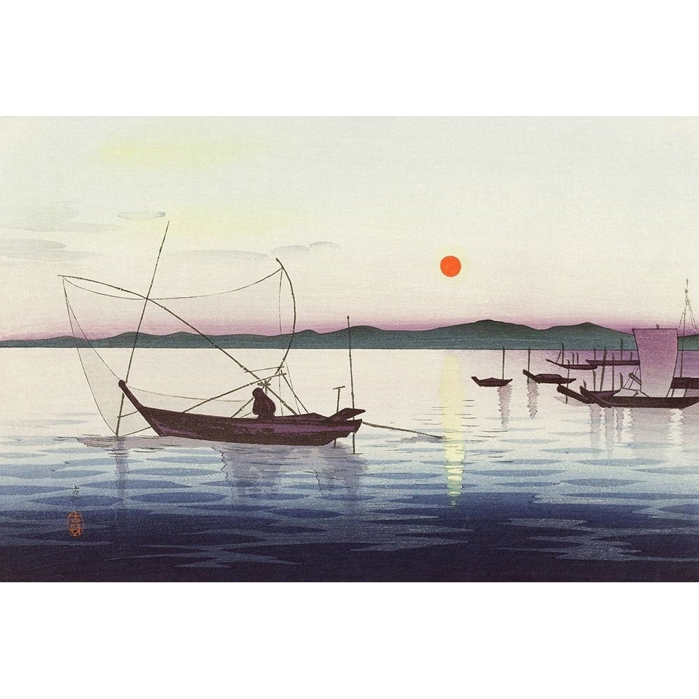 Boats and setting sun Poster Print by Ohara Koson-VARPDX54974 Image 1