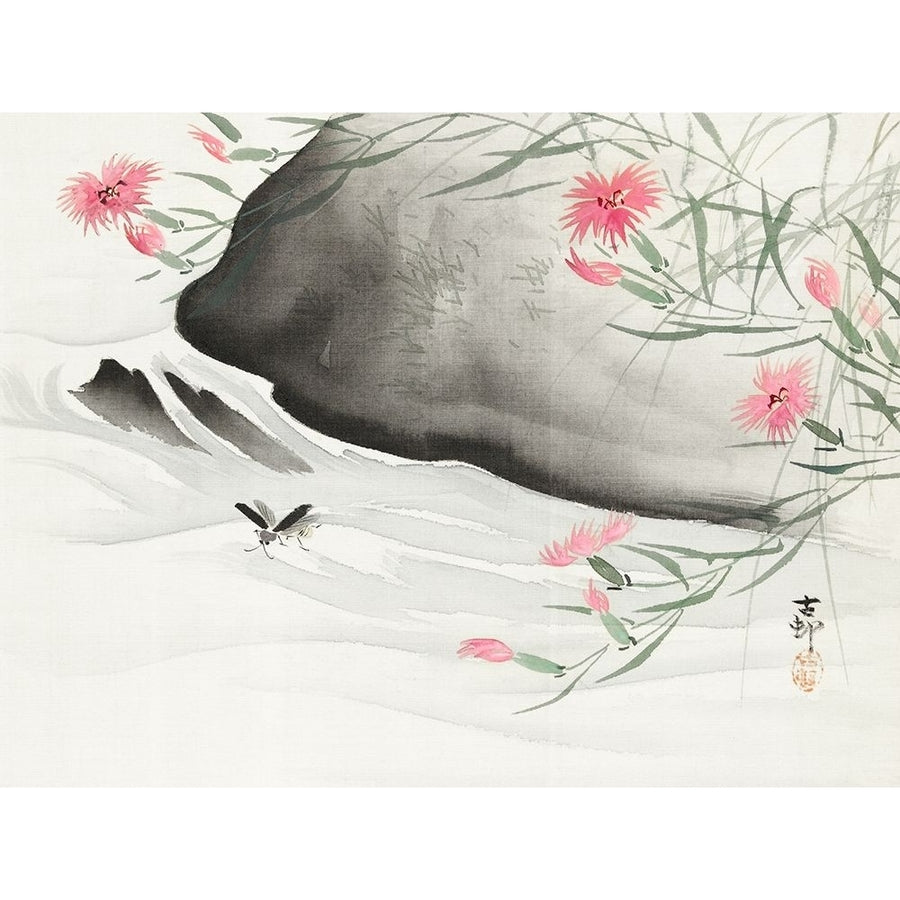 Plants with pink flowers by the river Poster Print by Ohara Koson-VARPDX55222 Image 1