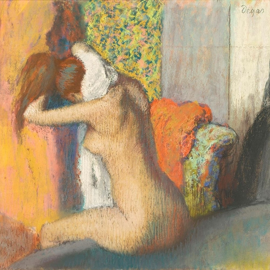 After the Bath Woman Drying her Nape Poster Print by Edgar Degas-VARPDX55505 Image 1