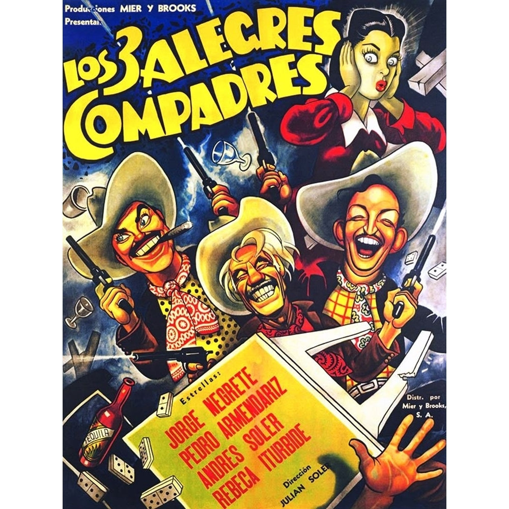 Mexican Movie Poster Los 3 alegres compadres Poster Print by Ernesto Garcia Cabral-VARPDX56004 Image 1