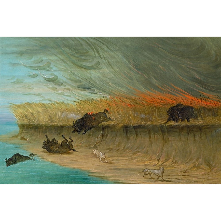 Prairie Meadows Burning Poster Print by George Catlin-VARPDX56092 Image 1