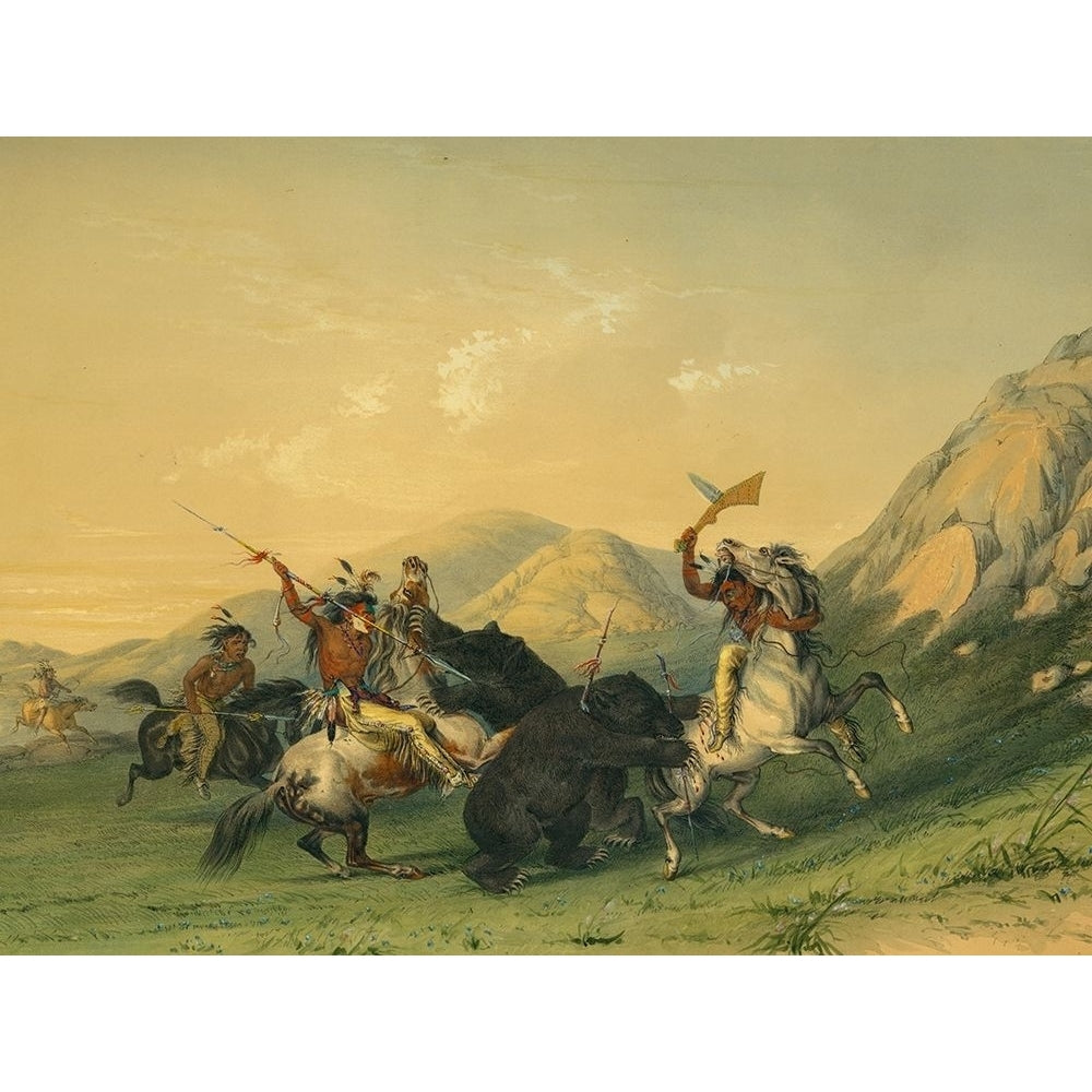 Attacking the Grizzly Bear Poster Print by George Catlin-VARPDX56093 Image 1