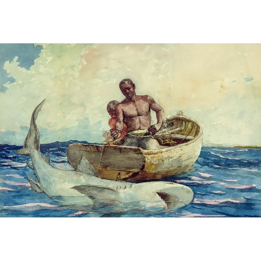 Shark fishing Poster Print by Winslow Homer-VARPDX56136 Image 1