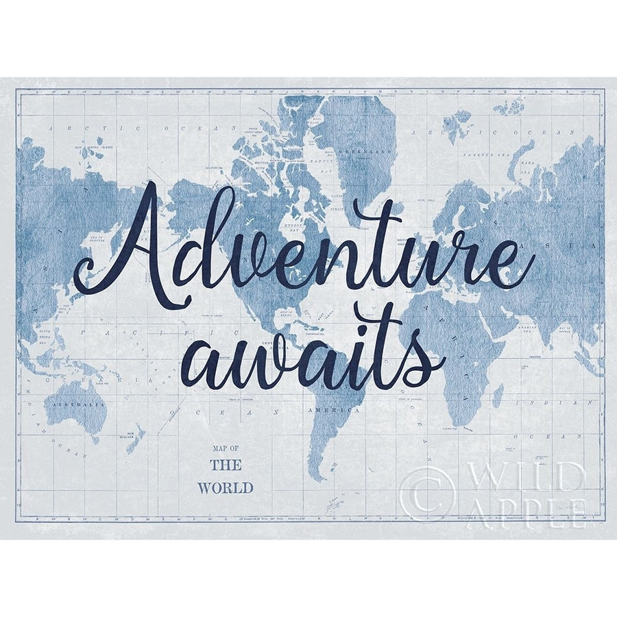 World Map White and Blue v2 Poster Print by Sue Schlabach-VARPDX56324 Image 1