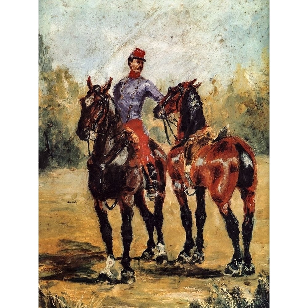 Groom with Two Horses Poster Print by Henri de Toulouse-Lautrec-VARPDX56402 Image 1