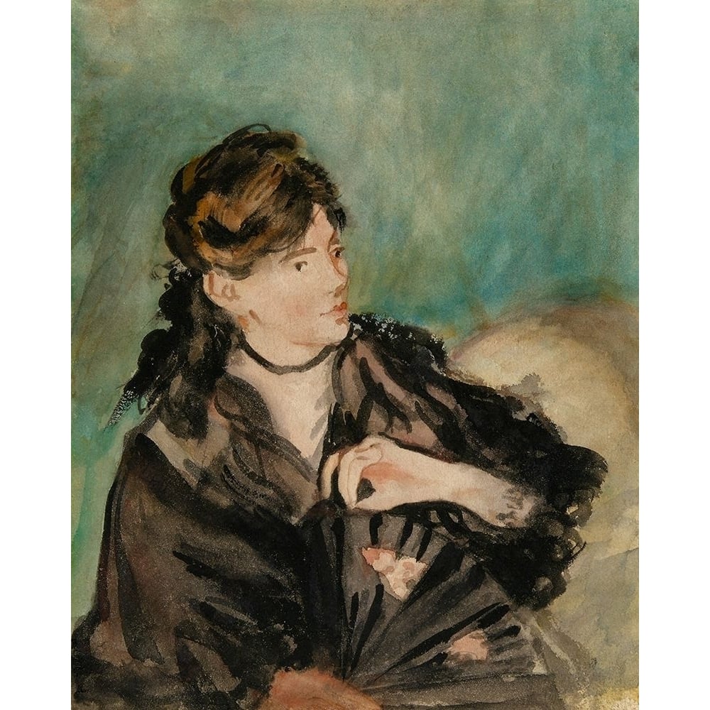 Portrait of Berthe Morisot with a Fan Poster Print by Edouard Manet-VARPDX56519 Image 1