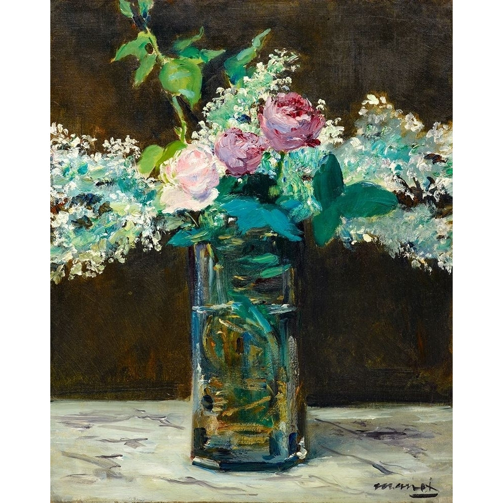 Vase of White Lilacs and Roses Poster Print by Edouard Manet-VARPDX56573 Image 1