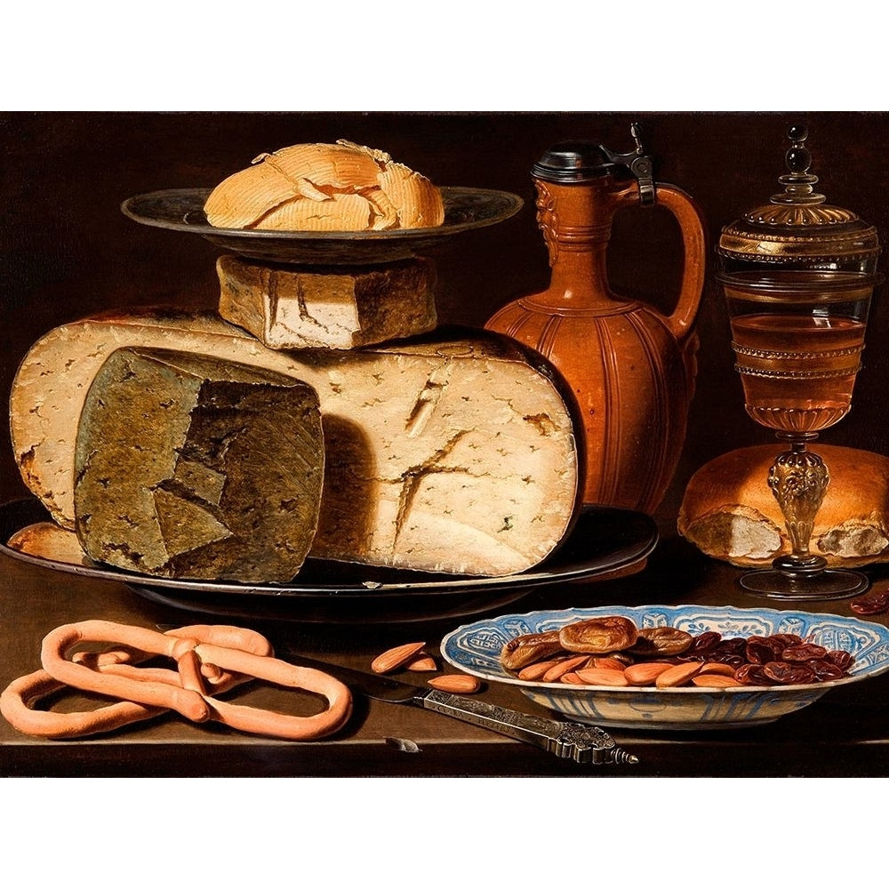 Still Life with Cheeses Almonds and Pretzels by Clara Peeters-VARPDX56626 Image 1