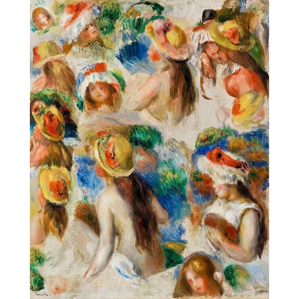 Study of Heads 1890 Poster Print by Pierre-Auguste Renoir-VARPDX57142 Image 1