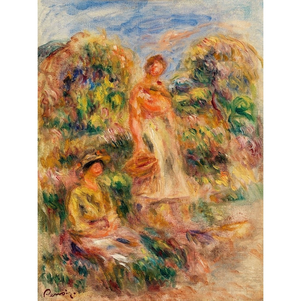 Standing Woman and Seated Woman in a Landscape 1919 Poster Print by Pierre-Auguste Renoir-VARPDX57198 Image 1