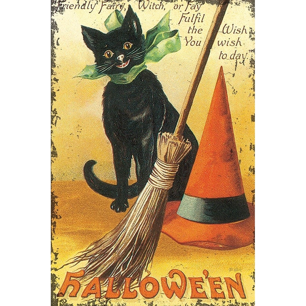 Halloween Nostalgia Cat with Broom Poster Print by Katie Pertiet-VARPDX57280 Image 1