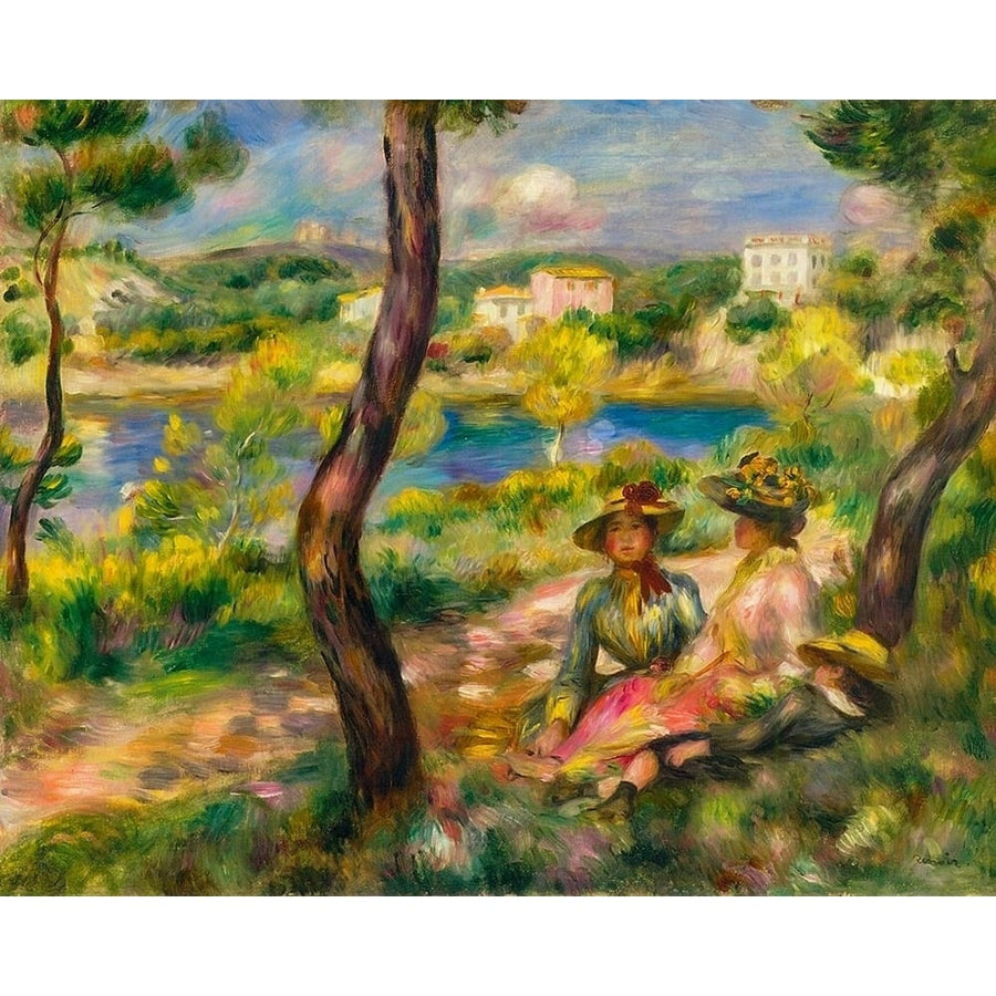 Beaulieu women and boy Poster Print by Pierre-Auguste Renoir-VARPDX57350 Image 1