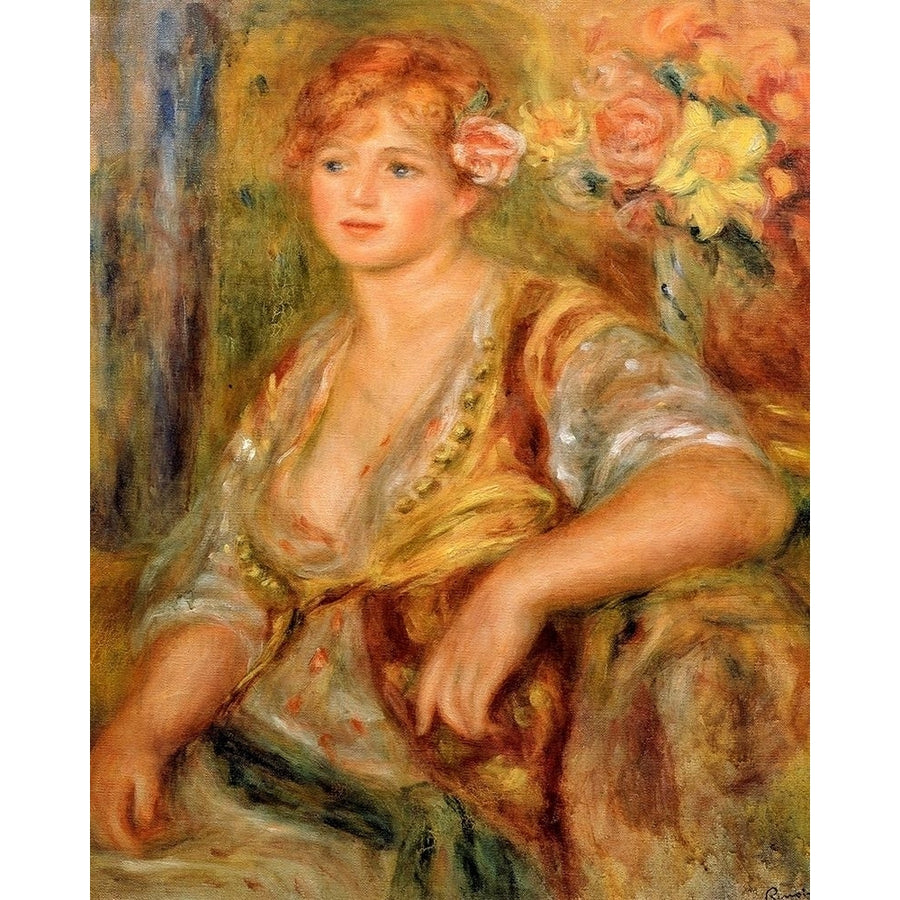 Blonde Girl with a Rose Poster Print by Pierre-Auguste Renoir-VARPDX57349 Image 1