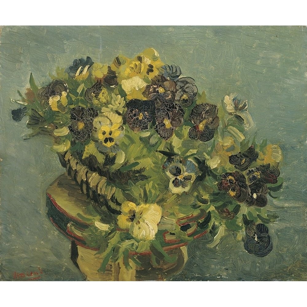 Basket of pansies on a small table by Vincent van Gogh-VARPDX57495 Image 1