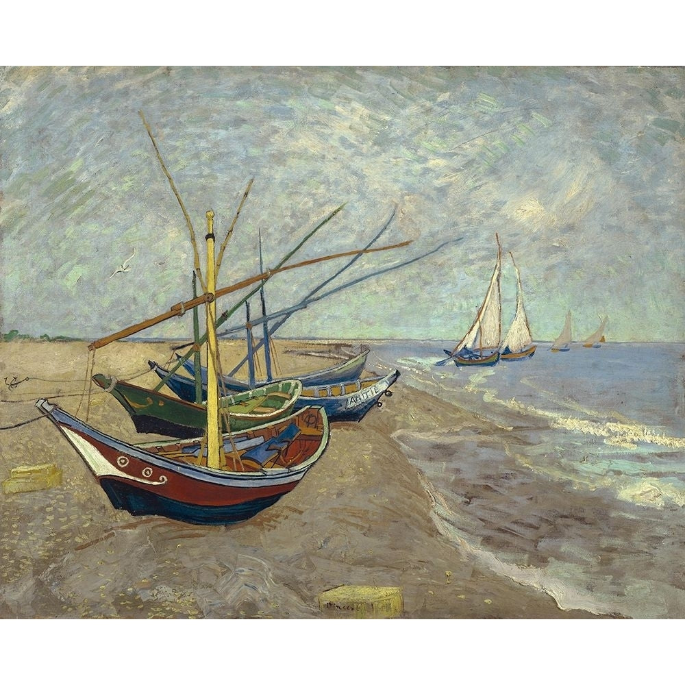 Fishing boats on the beach at Les Saintes-Maries-de-la-Mer by Vincent van Gogh-VARPDX57619 Image 1