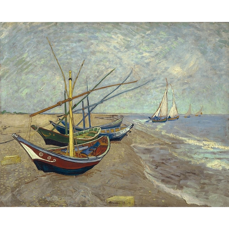 Fishing boats on the beach at Les Saintes-Maries-de-la-Mer by Vincent van Gogh-VARPDX57619 Image 1