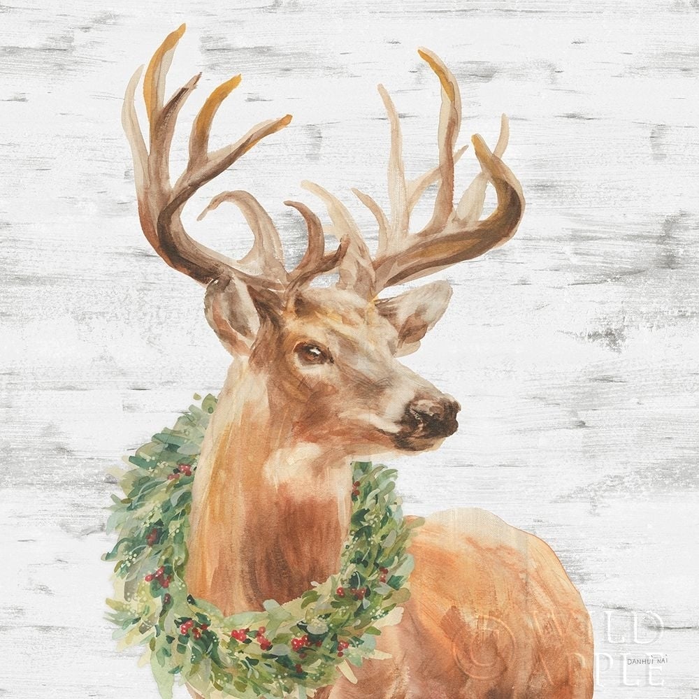 Woodland Holidays Stag Gray Poster Print by Danhui Nai-VARPDX58283 Image 1