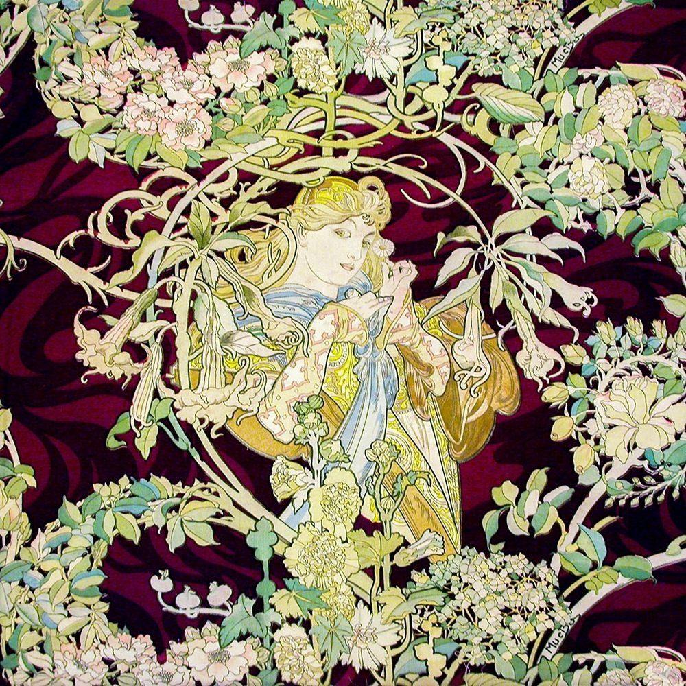 Panel Entitled Femme a marguerite or Woman with Daisy by Alphonse Mucha-VARPDX58768 Image 1