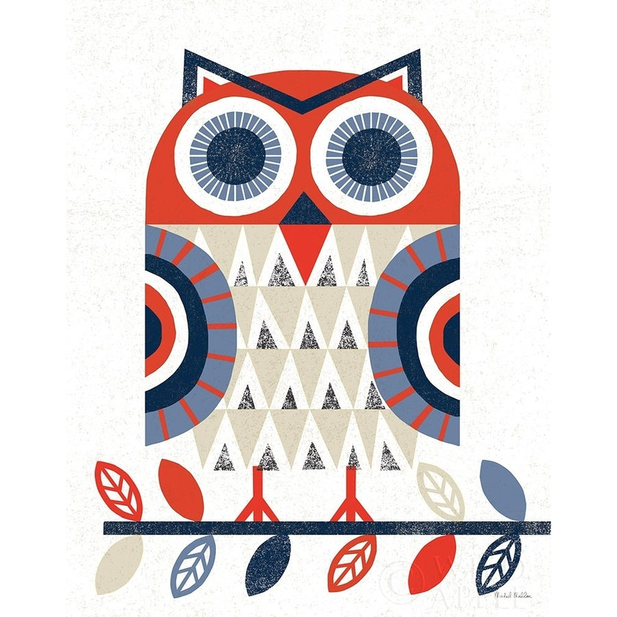 Folk Lodge Owl Red Navy Poster Print by Michael Mullan-VARPDX58903 Image 1