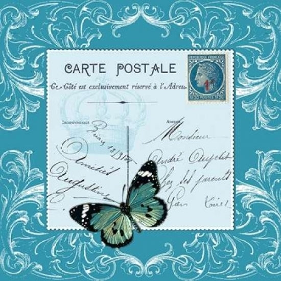 Butterfly Carte Postale Blue Poster Print by Marion De Lauzun-VARPDX591DEL1025 Image 1