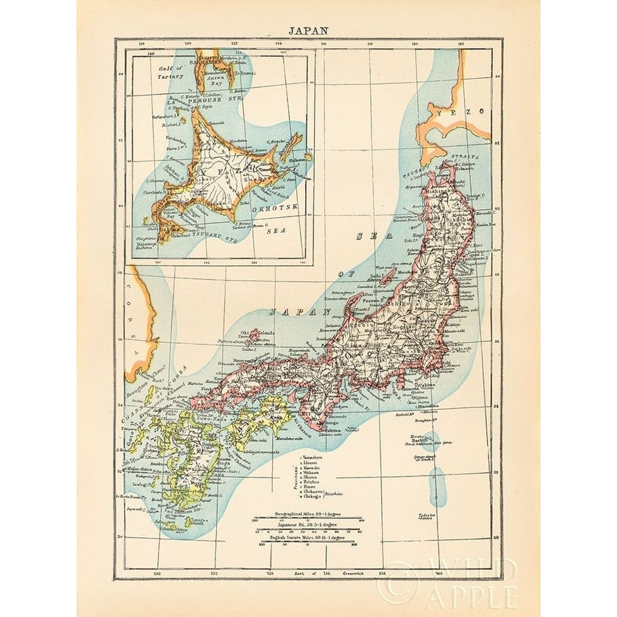 Map of Japan Poster Print by Wild Apple Portfolio Wild Apple Portfolio-VARPDX59383 Image 1